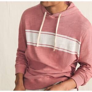 Faherty Surf Stripe Slub Sunwashed Hoodie Pink Cotton Size Small